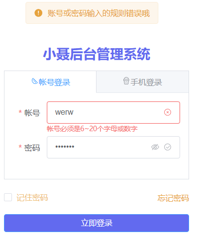 登录表单校验
